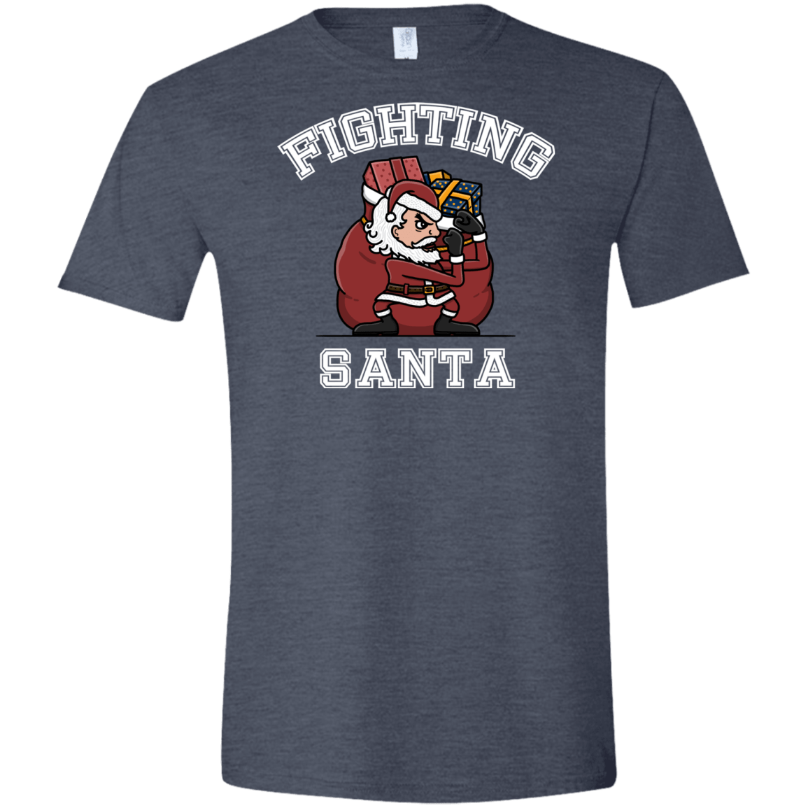 T-Shirts Heather Navy / S Fighting Santa Men's Semi-Fitted Softstyle