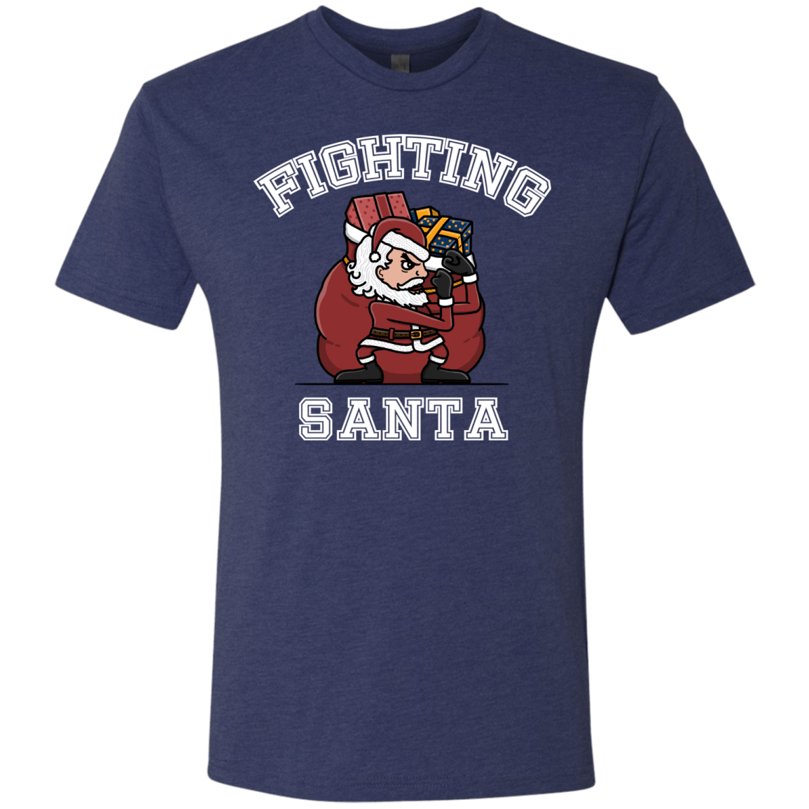 T-Shirts Vintage Navy / S Fighting Santa Men's Triblend T-Shirt
