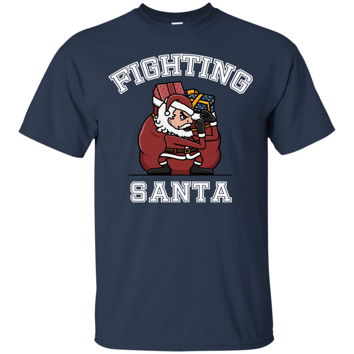 T-Shirts Navy / S Fighting Santa T-Shirt