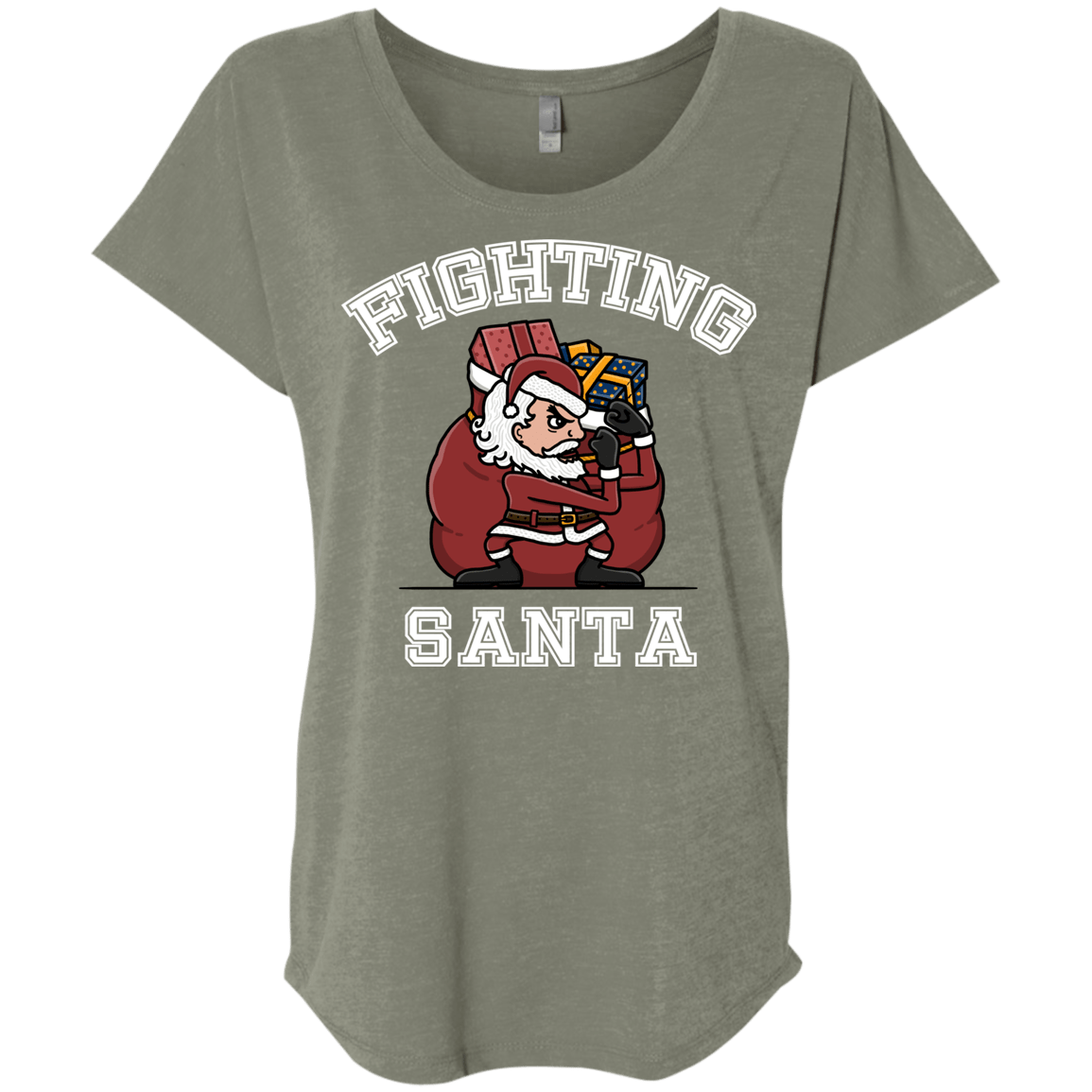 T-Shirts Venetian Grey / X-Small Fighting Santa Triblend Dolman Sleeve