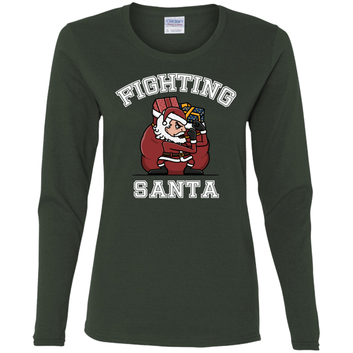 T-Shirts Forest / S Fighting Santa Women's Long Sleeve T-Shirt