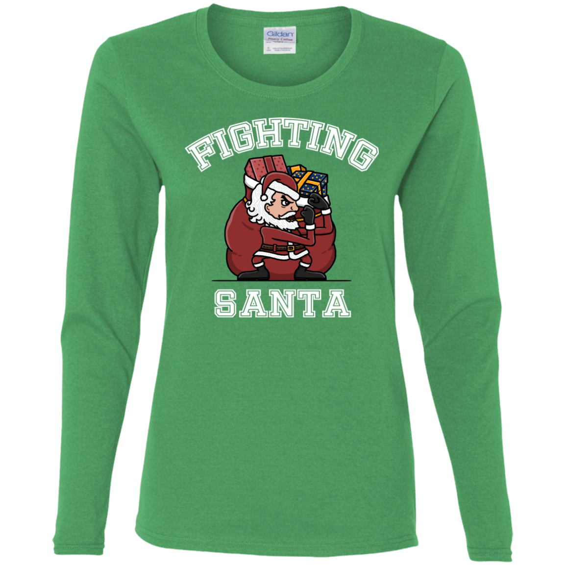 T-Shirts Irish Green / S Fighting Santa Women's Long Sleeve T-Shirt