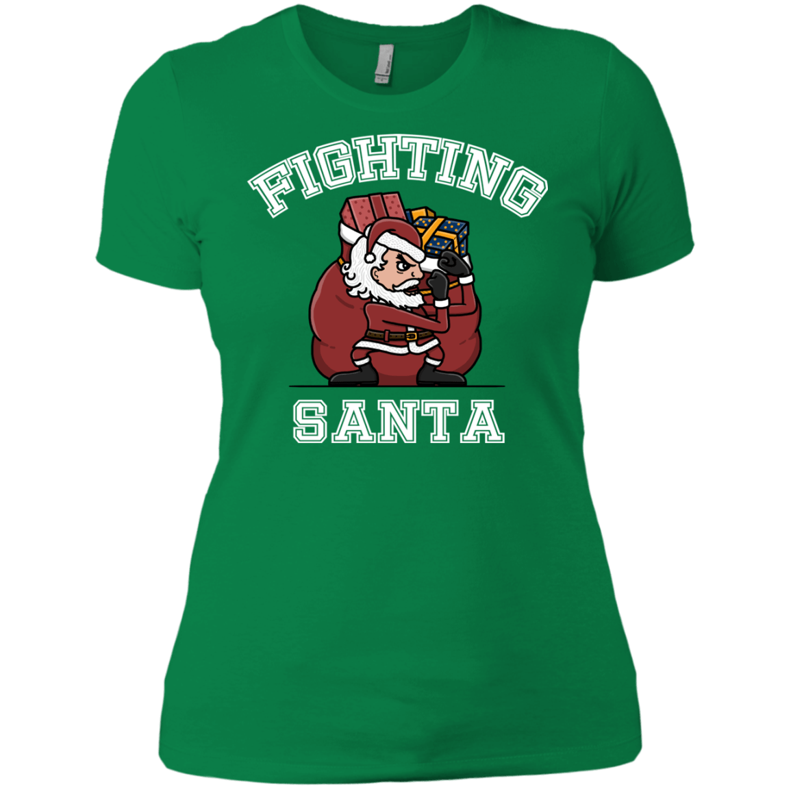 T-Shirts Kelly Green / X-Small Fighting Santa Women's Premium T-Shirt