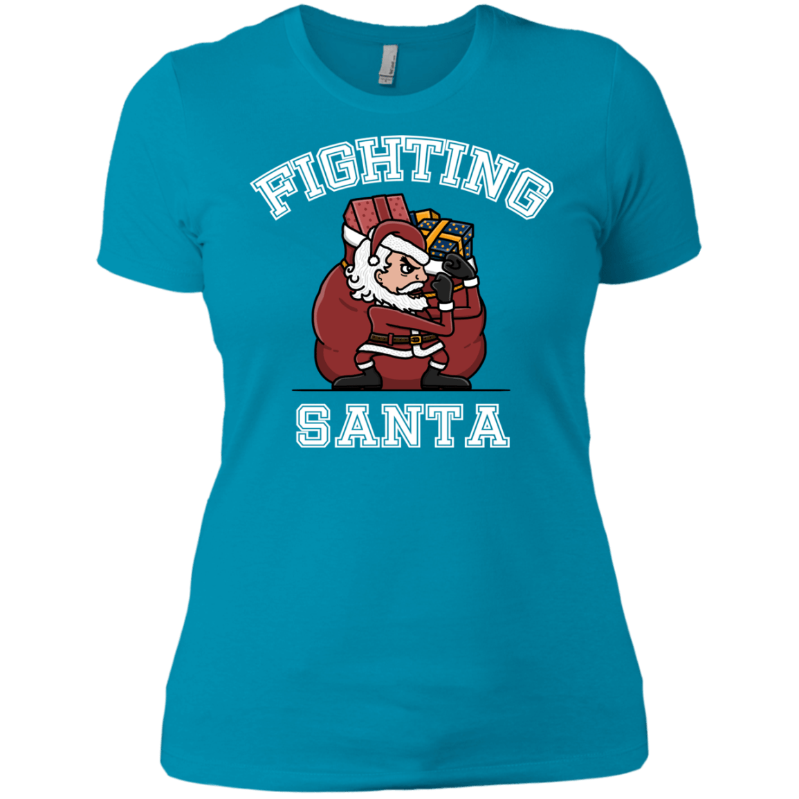T-Shirts Turquoise / X-Small Fighting Santa Women's Premium T-Shirt