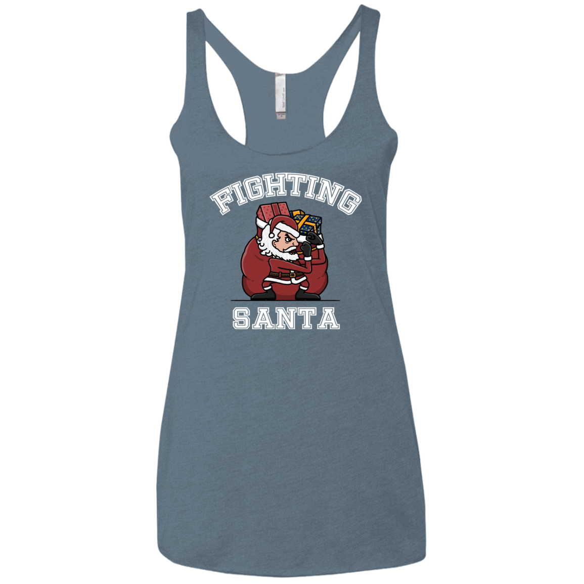 T-Shirts Indigo / X-Small Fighting Santa Women's Triblend Racerback Tank