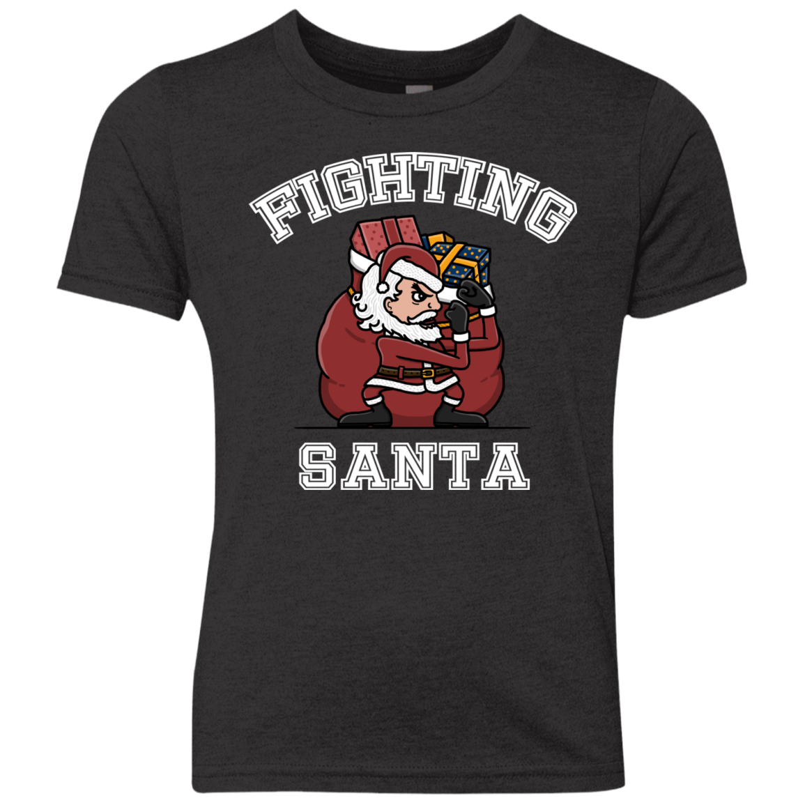 T-Shirts Vintage Black / YXS Fighting Santa Youth Triblend T-Shirt