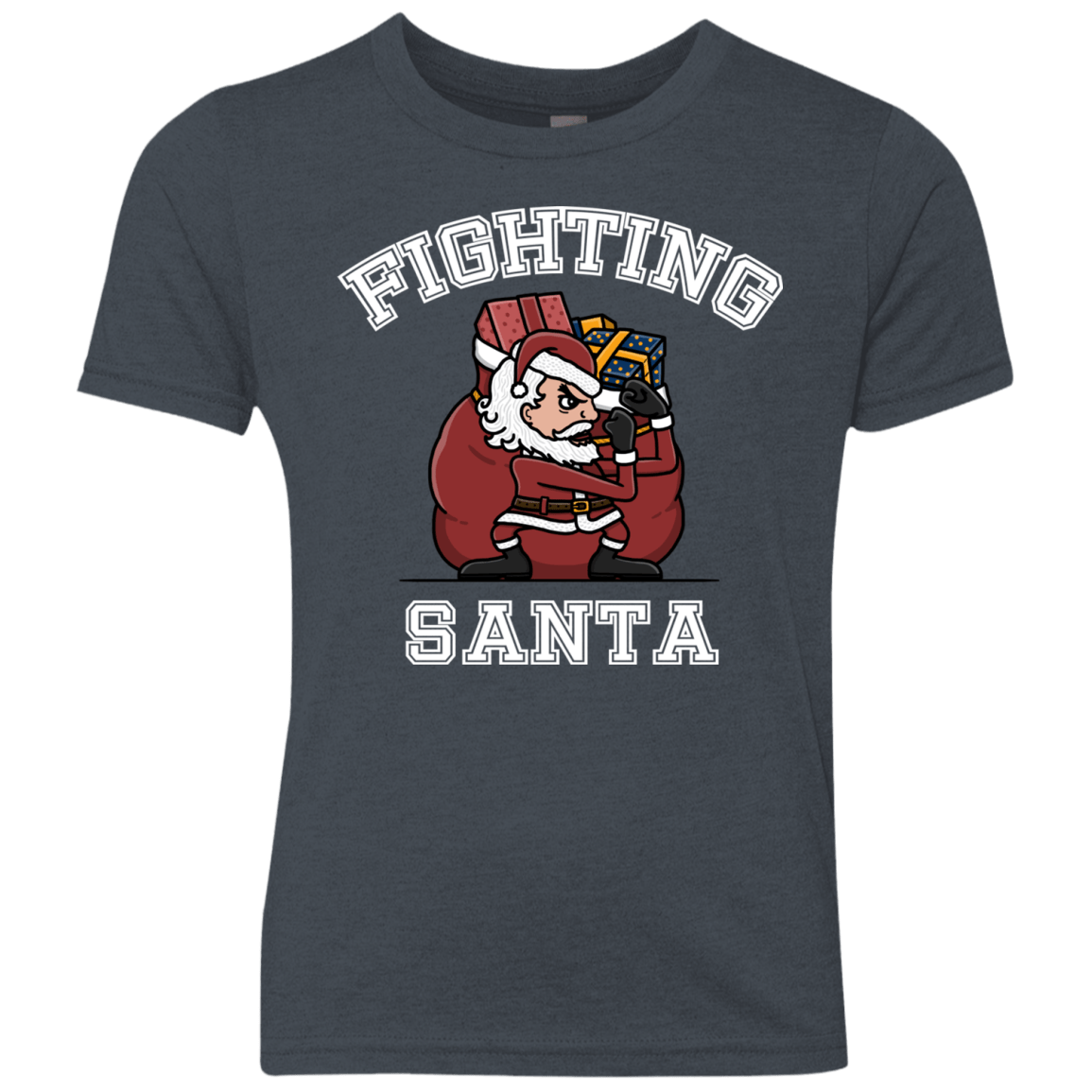 T-Shirts Vintage Navy / YXS Fighting Santa Youth Triblend T-Shirt