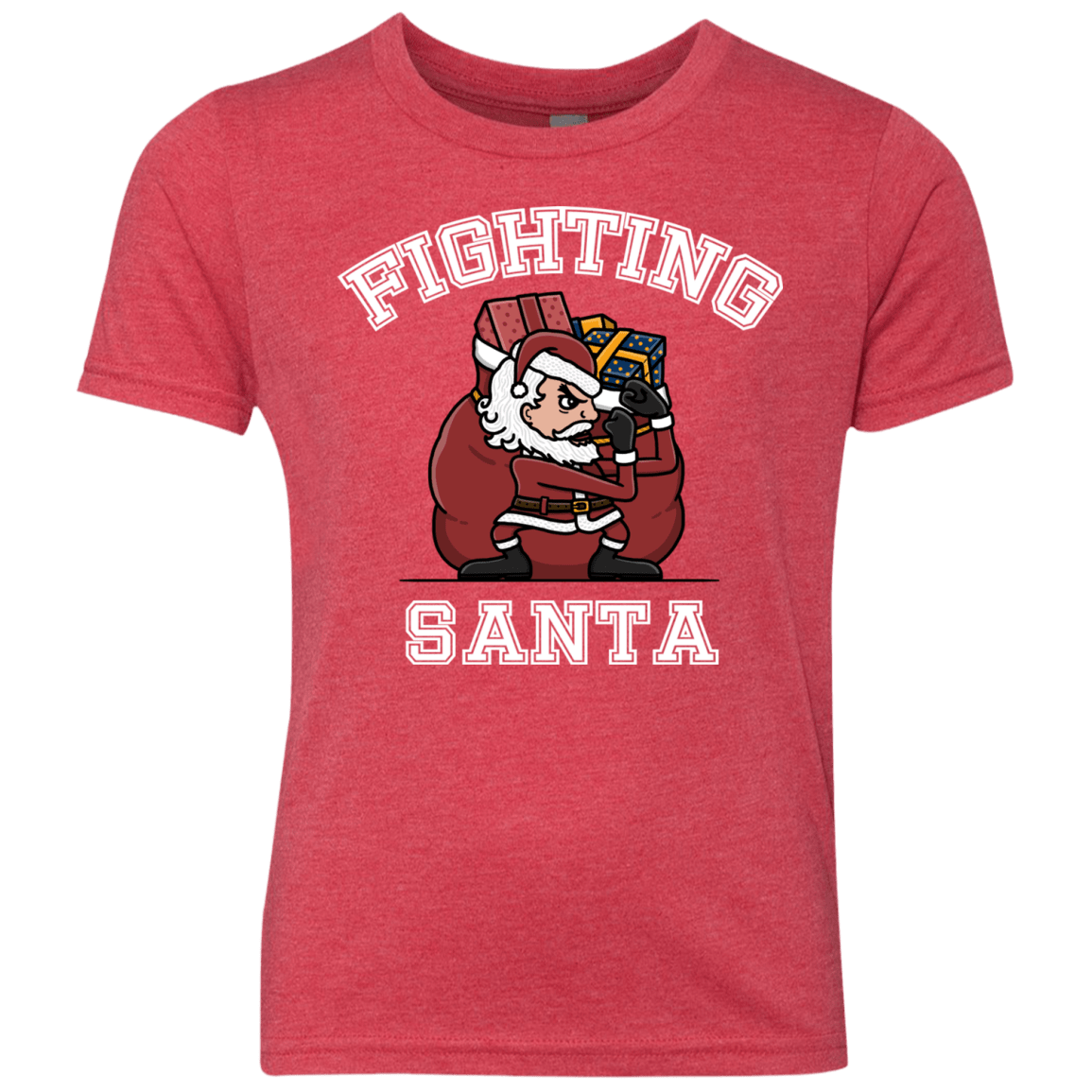 T-Shirts Vintage Red / YXS Fighting Santa Youth Triblend T-Shirt