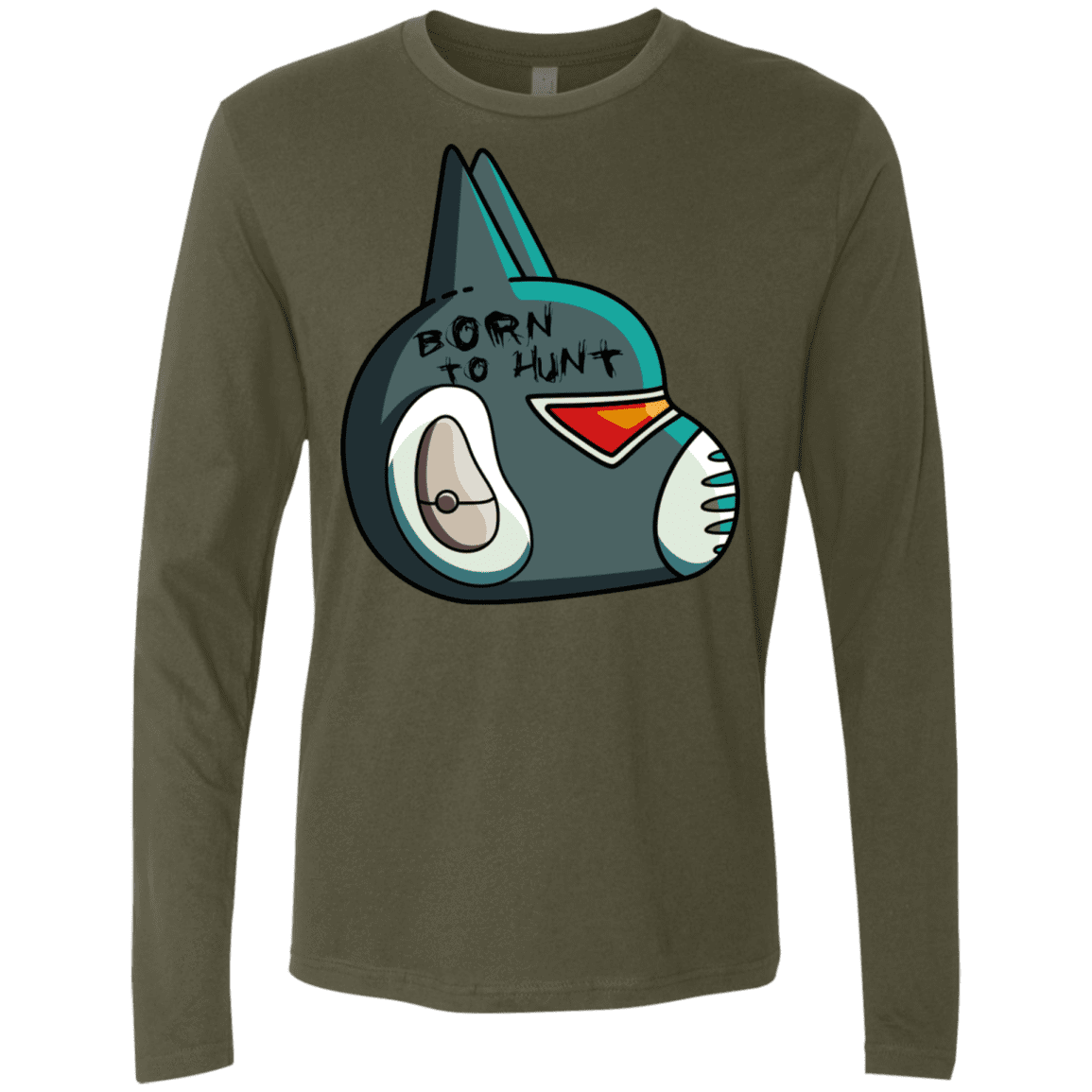 T-Shirts Military Green / S Final Space Avocato Born To Hunt Men's Premium Long Sleeve