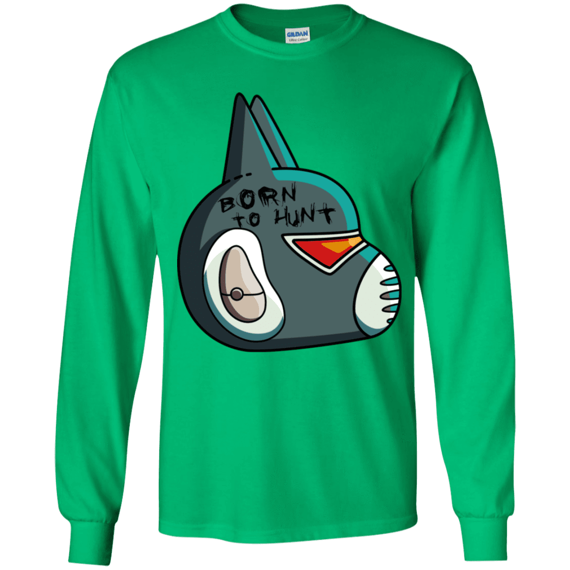 T-Shirts Irish Green / YS Final Space Avocato Born To Hunt Youth Long Sleeve T-Shirt