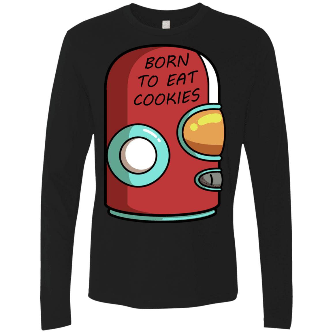 T-Shirts Black / S Final Space Gary Born To Eat Cookies Men's Premium Long Sleeve