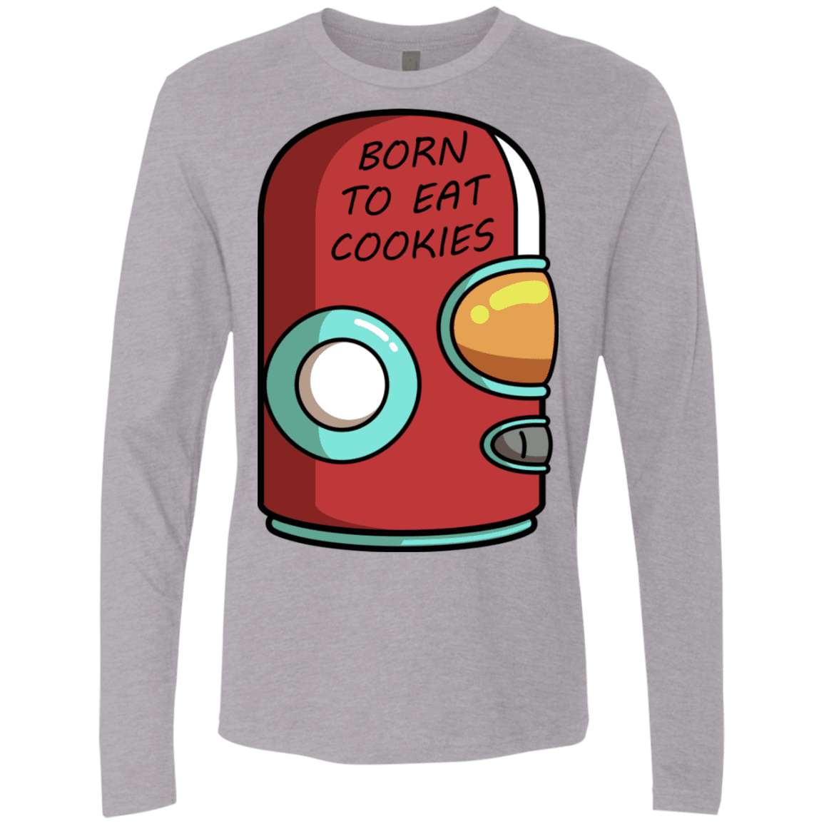 T-Shirts Heather Grey / S Final Space Gary Born To Eat Cookies Men's Premium Long Sleeve