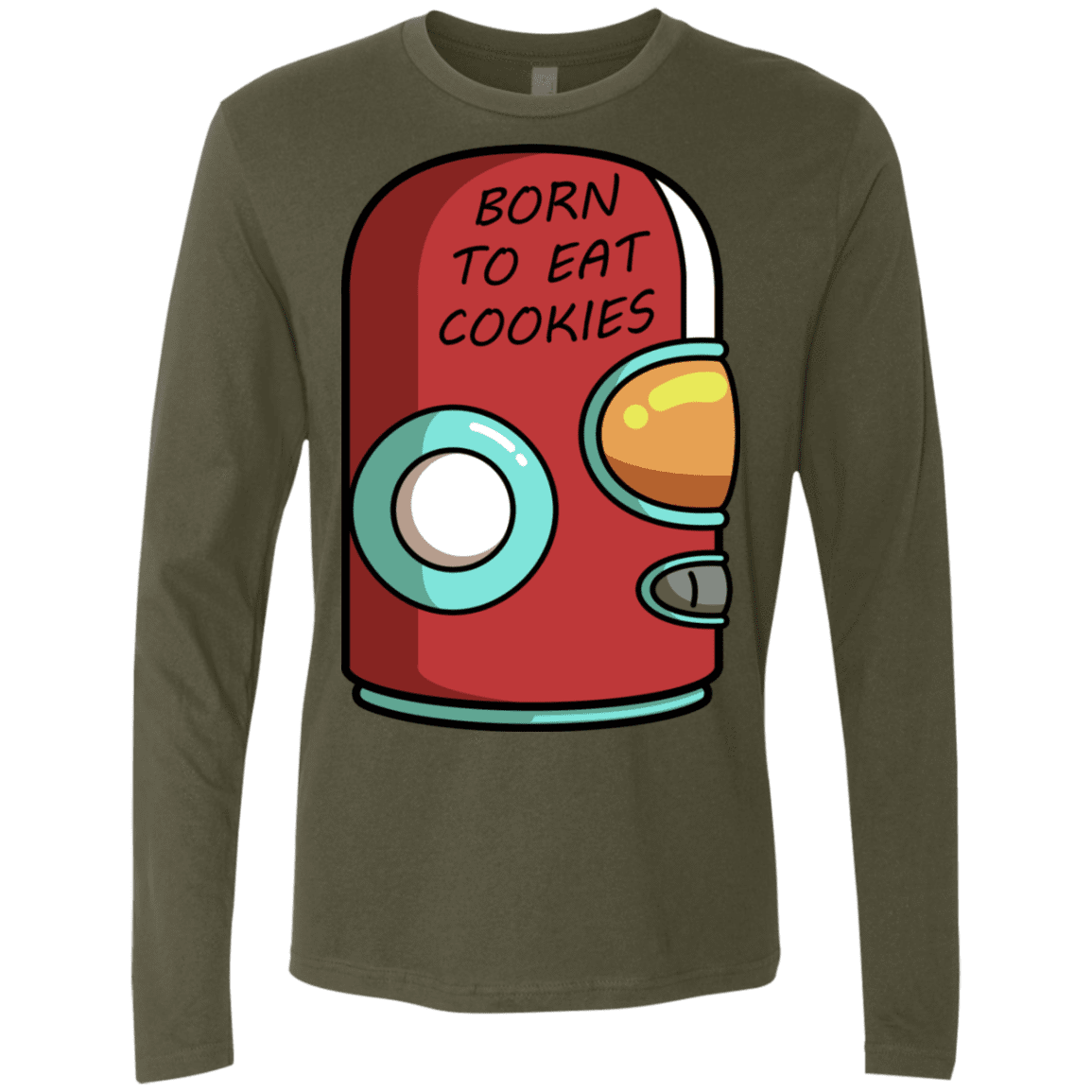 T-Shirts Military Green / S Final Space Gary Born To Eat Cookies Men's Premium Long Sleeve
