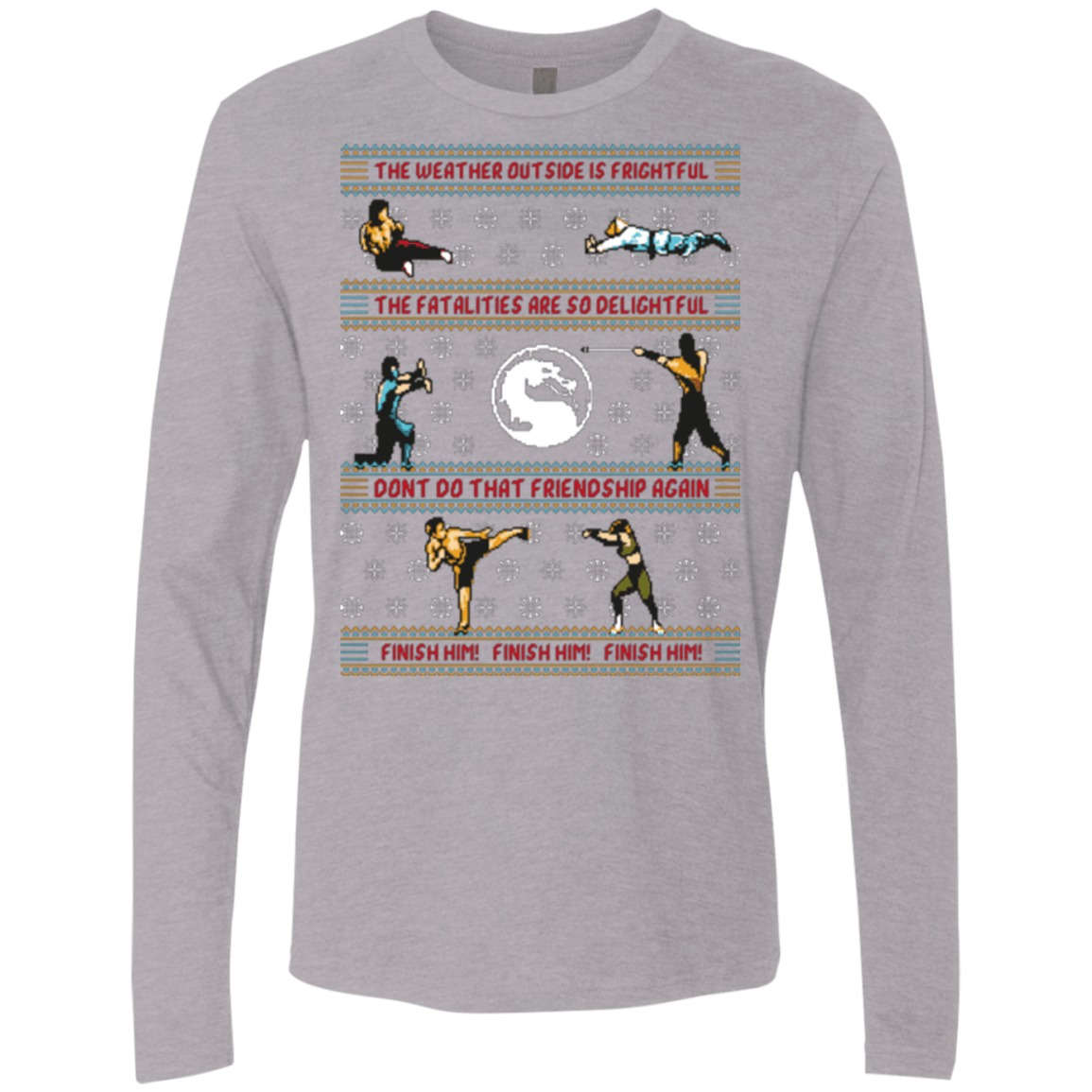 T-Shirts Heather Grey / Small Finish Him Finish Him Finish Him Men's Premium Long Sleeve