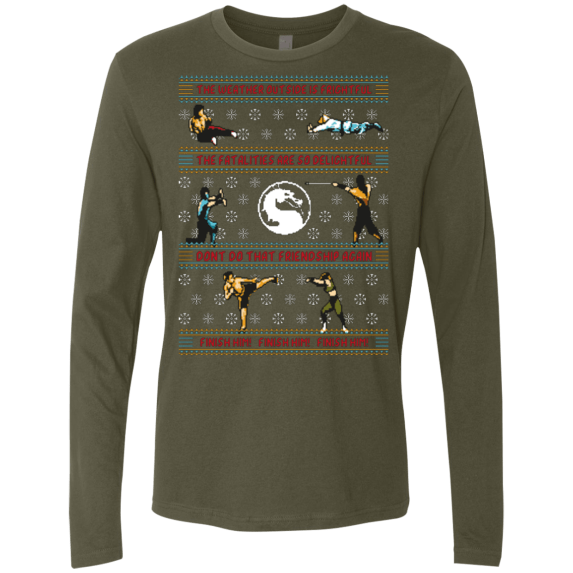 T-Shirts Military Green / Small Finish Him Finish Him Finish Him Men's Premium Long Sleeve