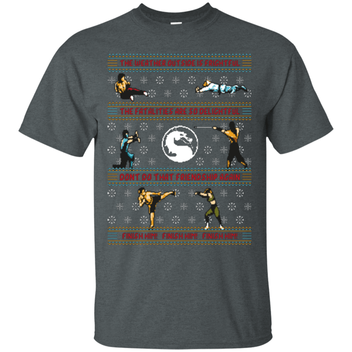 T-Shirts Dark Heather / Small Finish Him Finish Him Finish Him T-Shirt