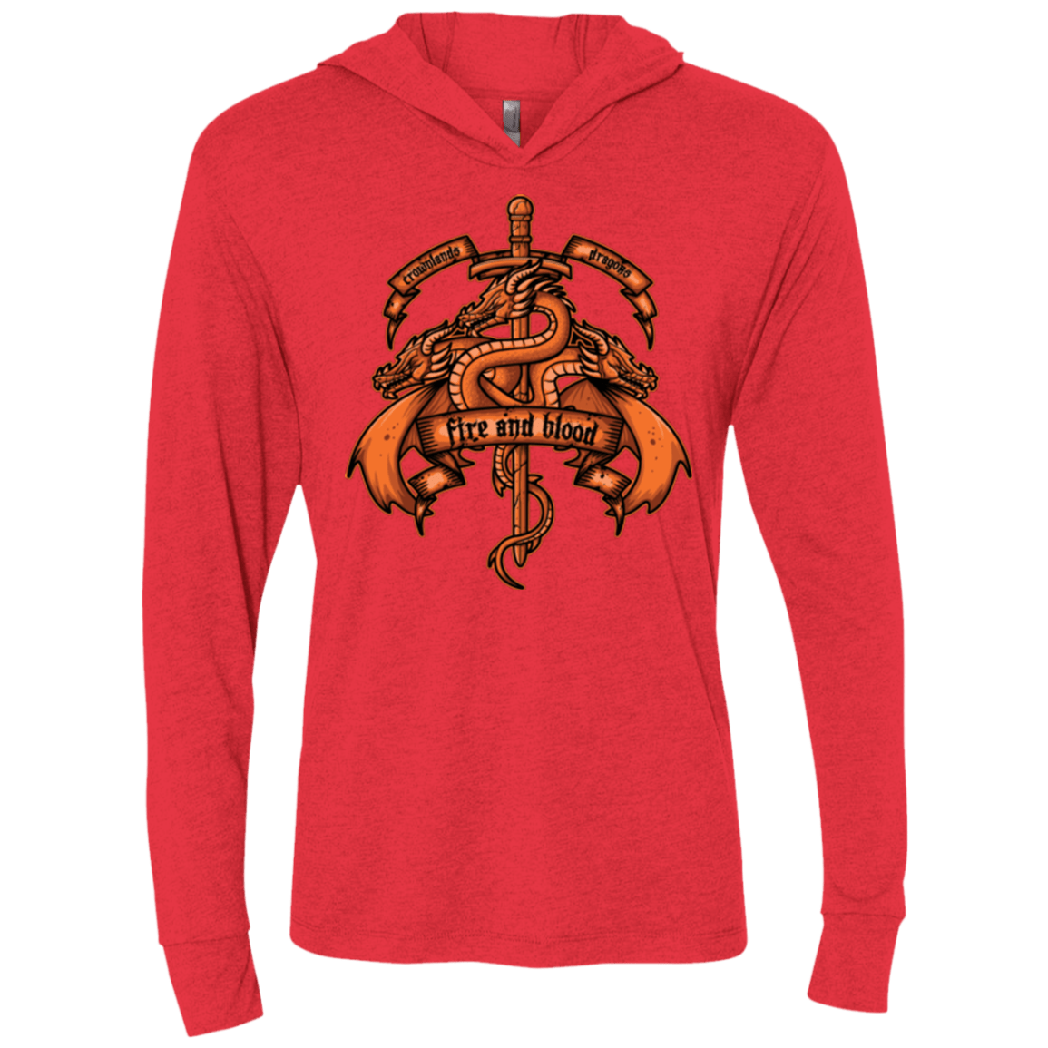 T-Shirts Vintage Red / X-Small FIRE AND BLOOD Triblend Long Sleeve Hoodie Tee