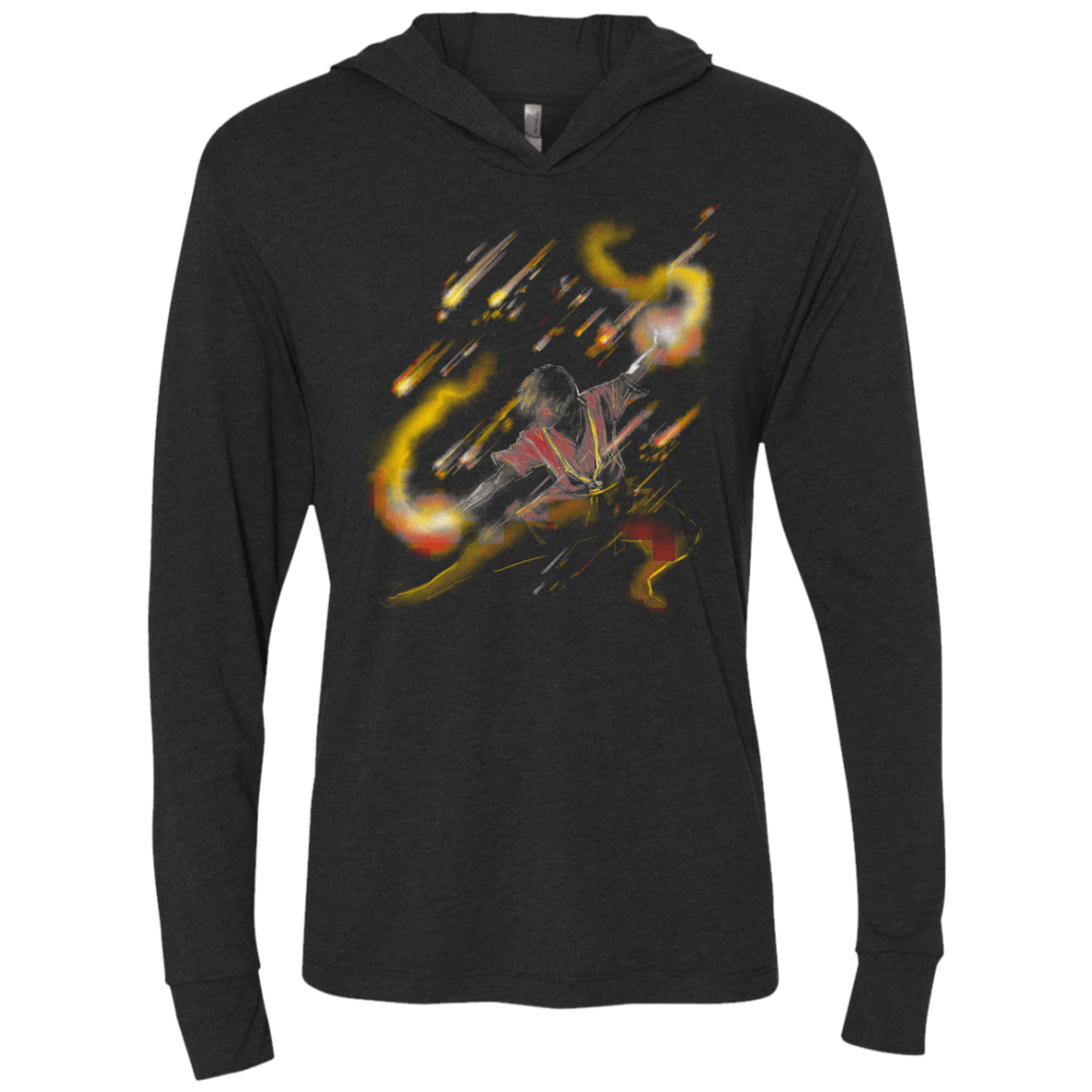 T-Shirts Vintage Black / X-Small Fire Dancer Triblend Long Sleeve Hoodie Tee
