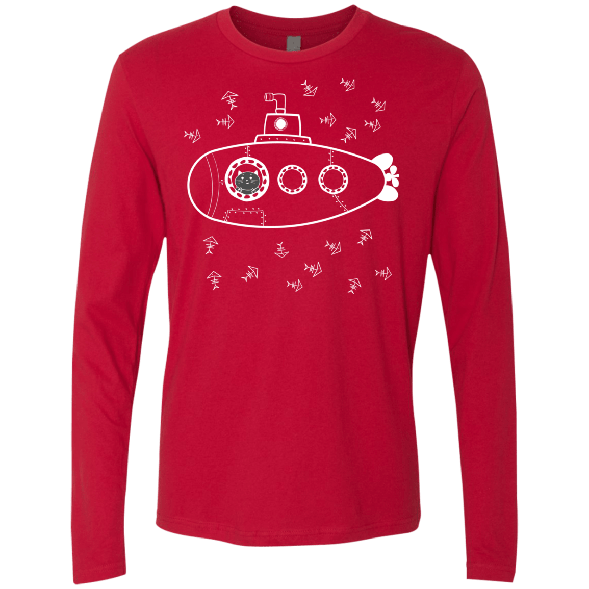 T-Shirts Red / S Fish Watching Men's Premium Long Sleeve