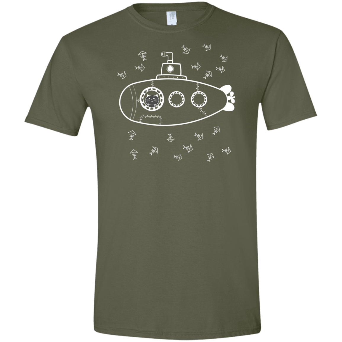 T-Shirts Military Green / S Fish Watching Men's Semi-Fitted Softstyle