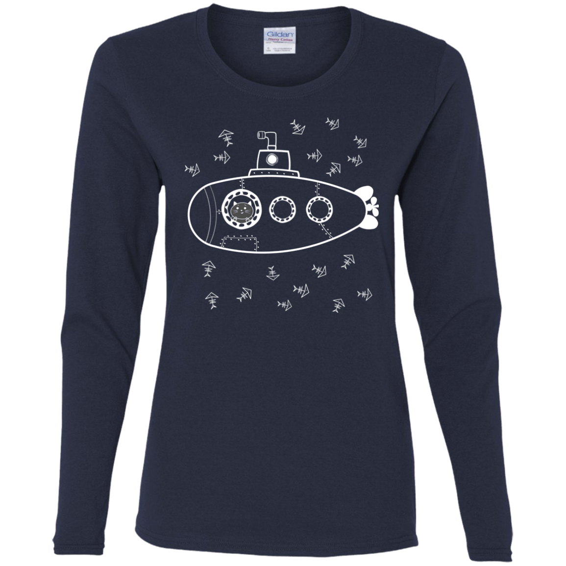 T-Shirts Navy / S Fish Watching Women's Long Sleeve T-Shirt
