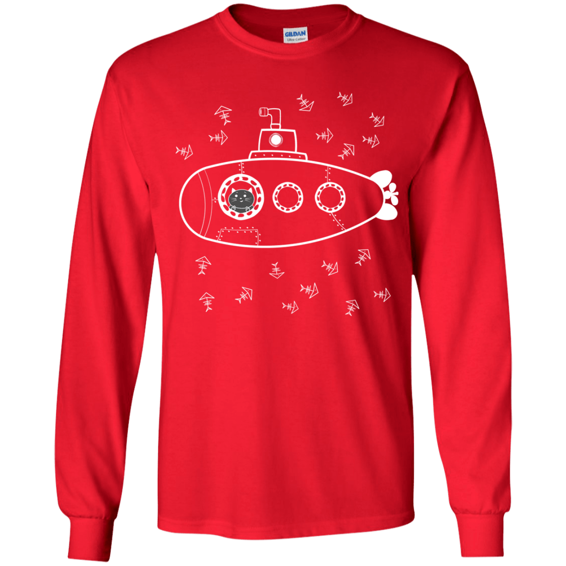T-Shirts Red / YS Fish Watching Youth Long Sleeve T-Shirt