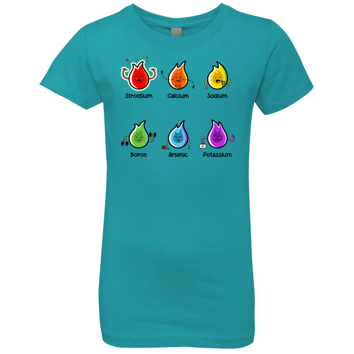 T-Shirts Tahiti Blue / YXS Flaming Elements Science Girls Premium T-Shirt
