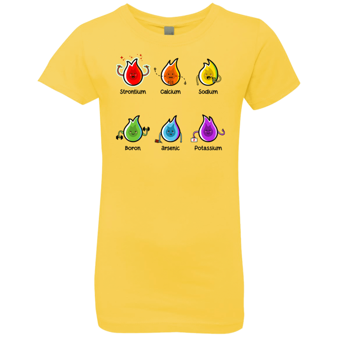 T-Shirts Vibrant Yellow / YXS Flaming Elements Science Girls Premium T-Shirt