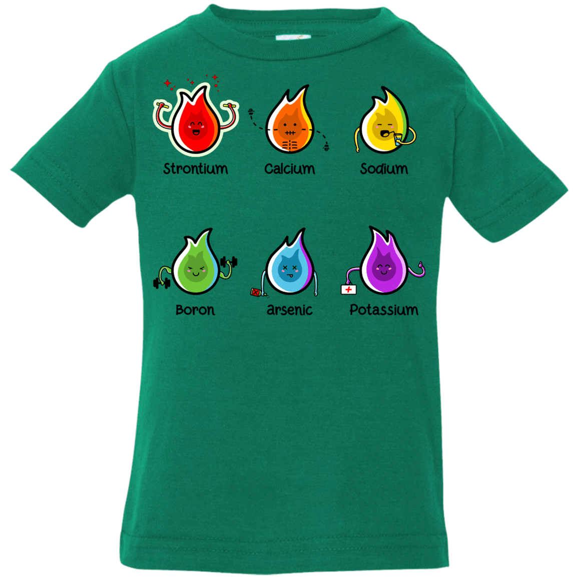 T-Shirts Kelly / 6 Months Flaming Elements Science Infant Premium T-Shirt
