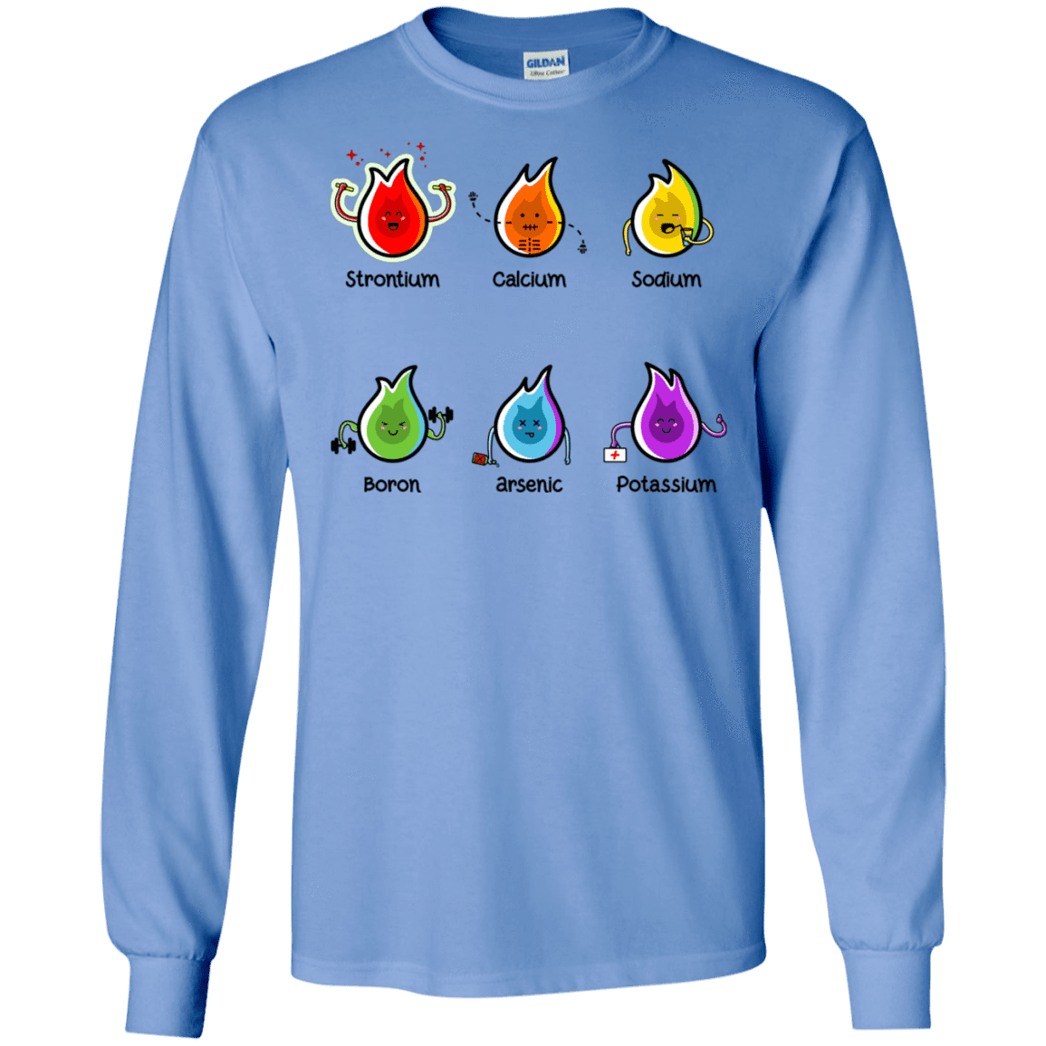 T-Shirts Carolina Blue / S Flaming Elements Science Men's Long Sleeve T-Shirt
