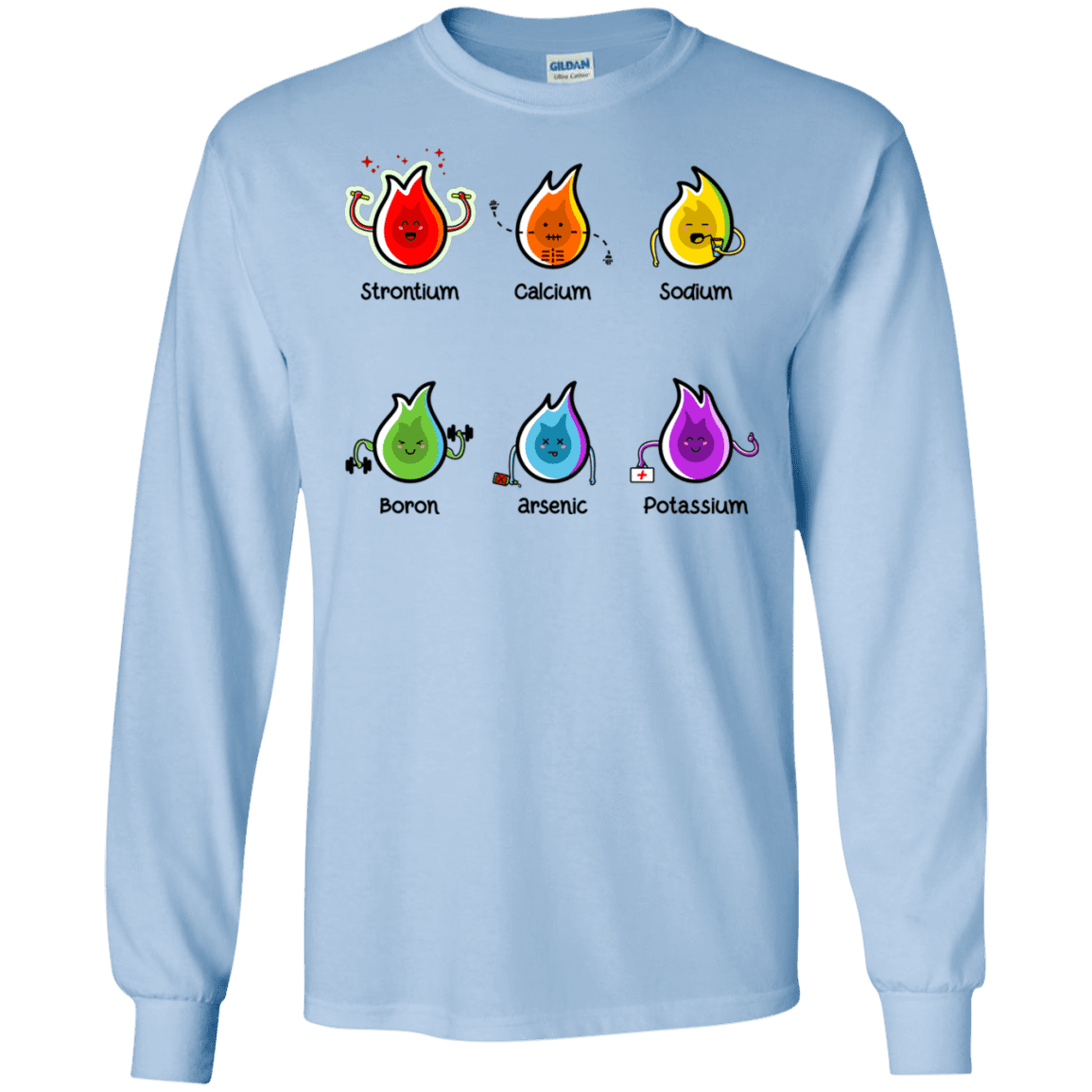 T-Shirts Light Blue / S Flaming Elements Science Men's Long Sleeve T-Shirt