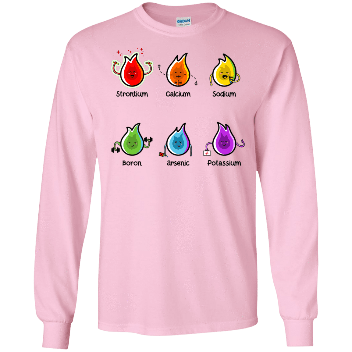 T-Shirts Light Pink / S Flaming Elements Science Men's Long Sleeve T-Shirt