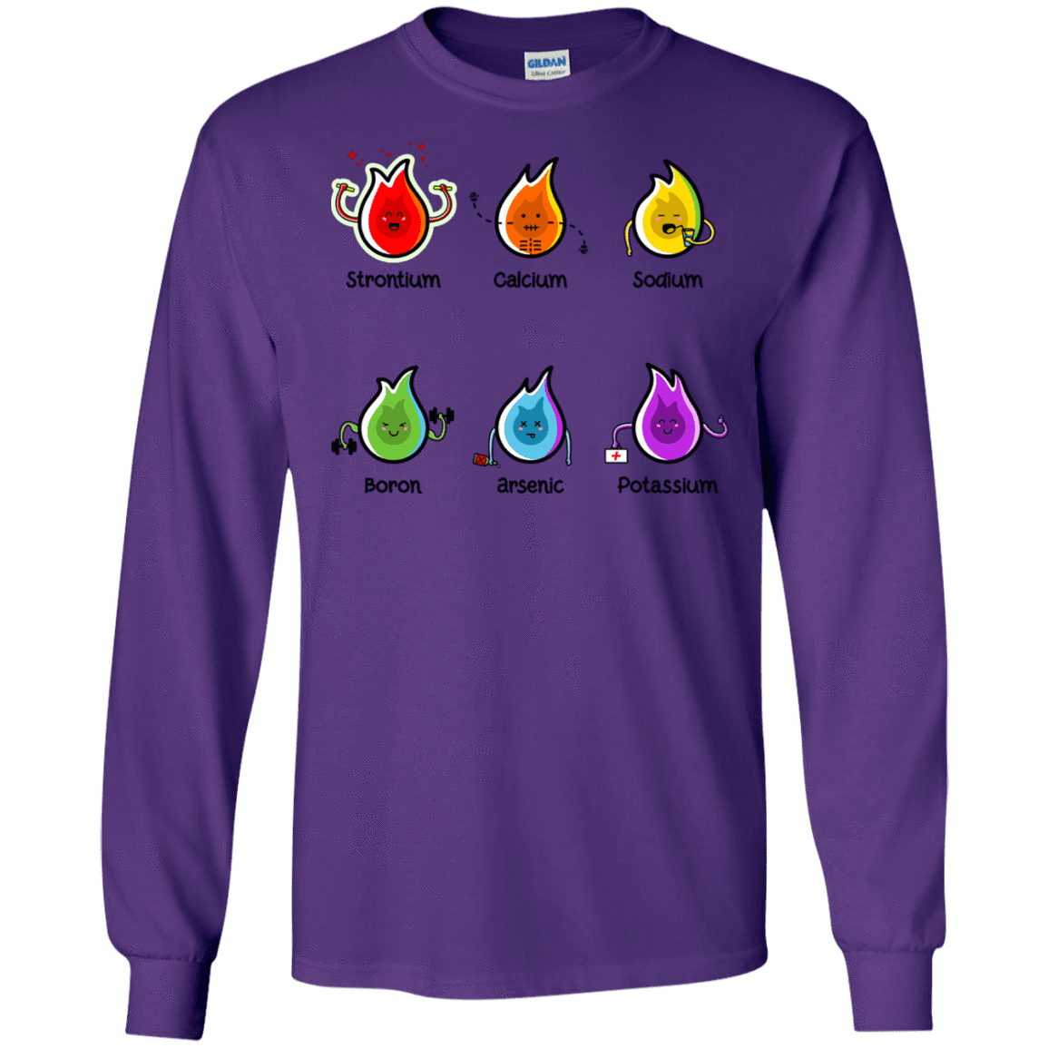 T-Shirts Purple / S Flaming Elements Science Men's Long Sleeve T-Shirt