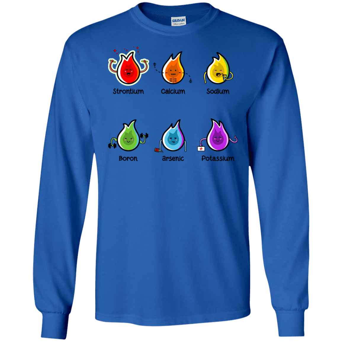 T-Shirts Royal / S Flaming Elements Science Men's Long Sleeve T-Shirt