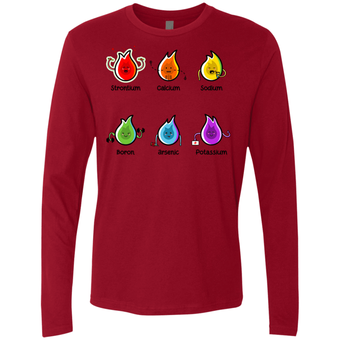 T-Shirts Cardinal / S Flaming Elements Science Men's Premium Long Sleeve