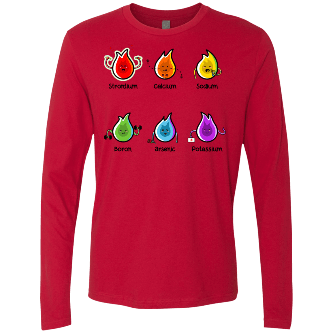 T-Shirts Red / S Flaming Elements Science Men's Premium Long Sleeve