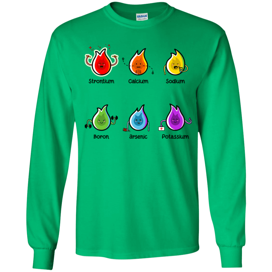 T-Shirts Irish Green / YS Flaming Elements Science Youth Long Sleeve T-Shirt