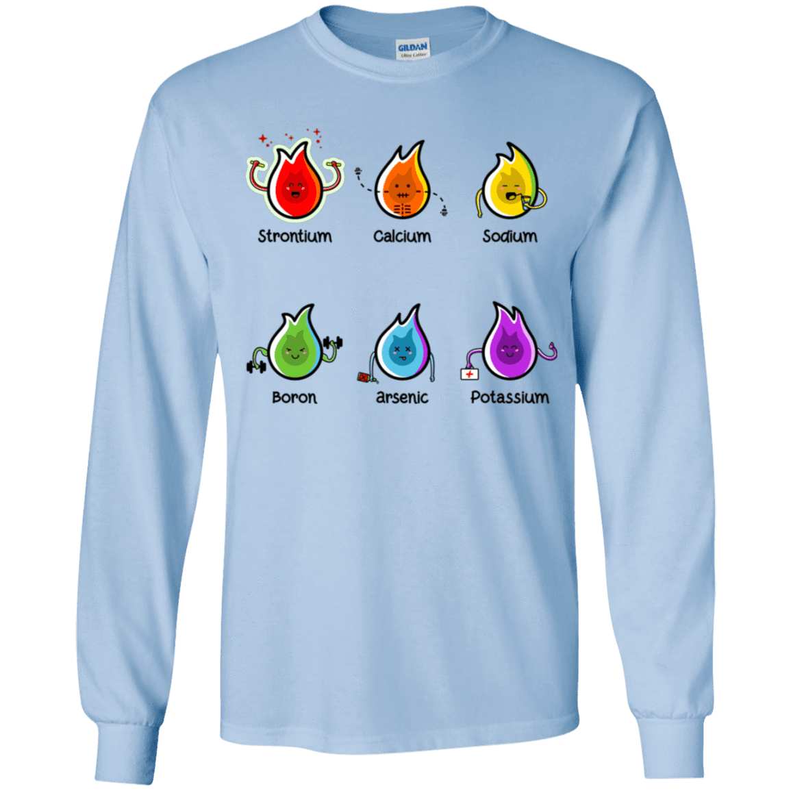 T-Shirts Light Blue / YS Flaming Elements Science Youth Long Sleeve T-Shirt