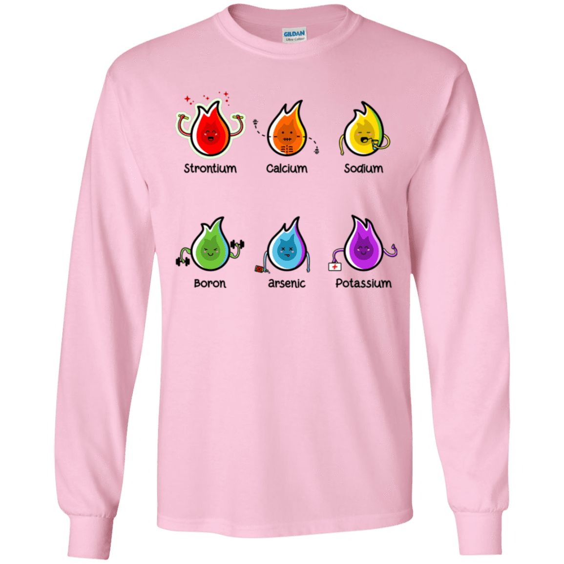 T-Shirts Light Pink / YS Flaming Elements Science Youth Long Sleeve T-Shirt