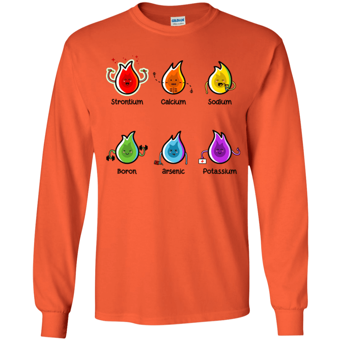 T-Shirts Orange / YS Flaming Elements Science Youth Long Sleeve T-Shirt