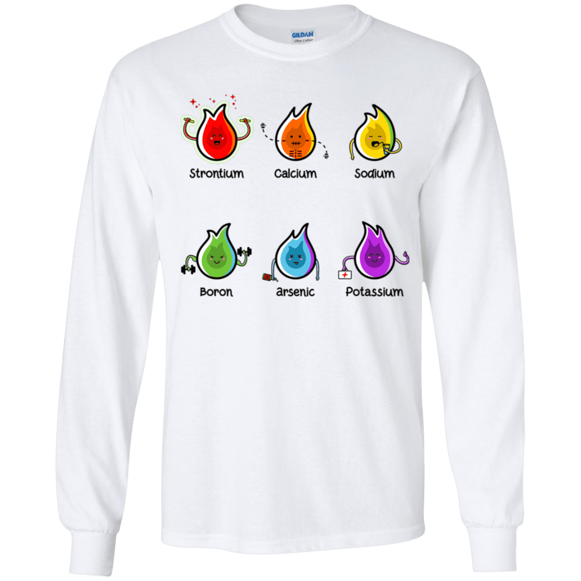 T-Shirts White / YS Flaming Elements Science Youth Long Sleeve T-Shirt