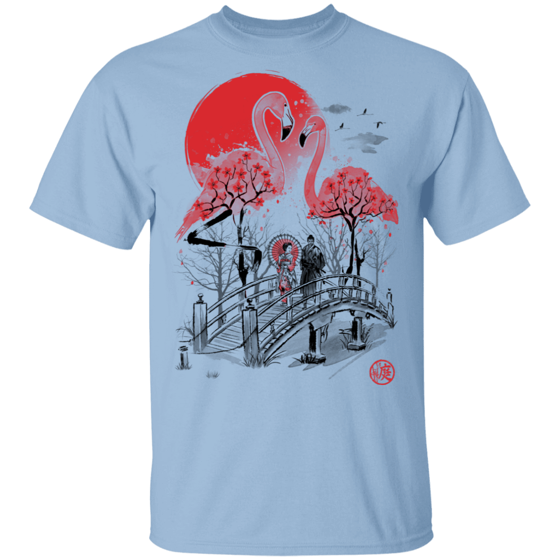 T-Shirts Light Blue / S Flamingo Garden T-Shirt