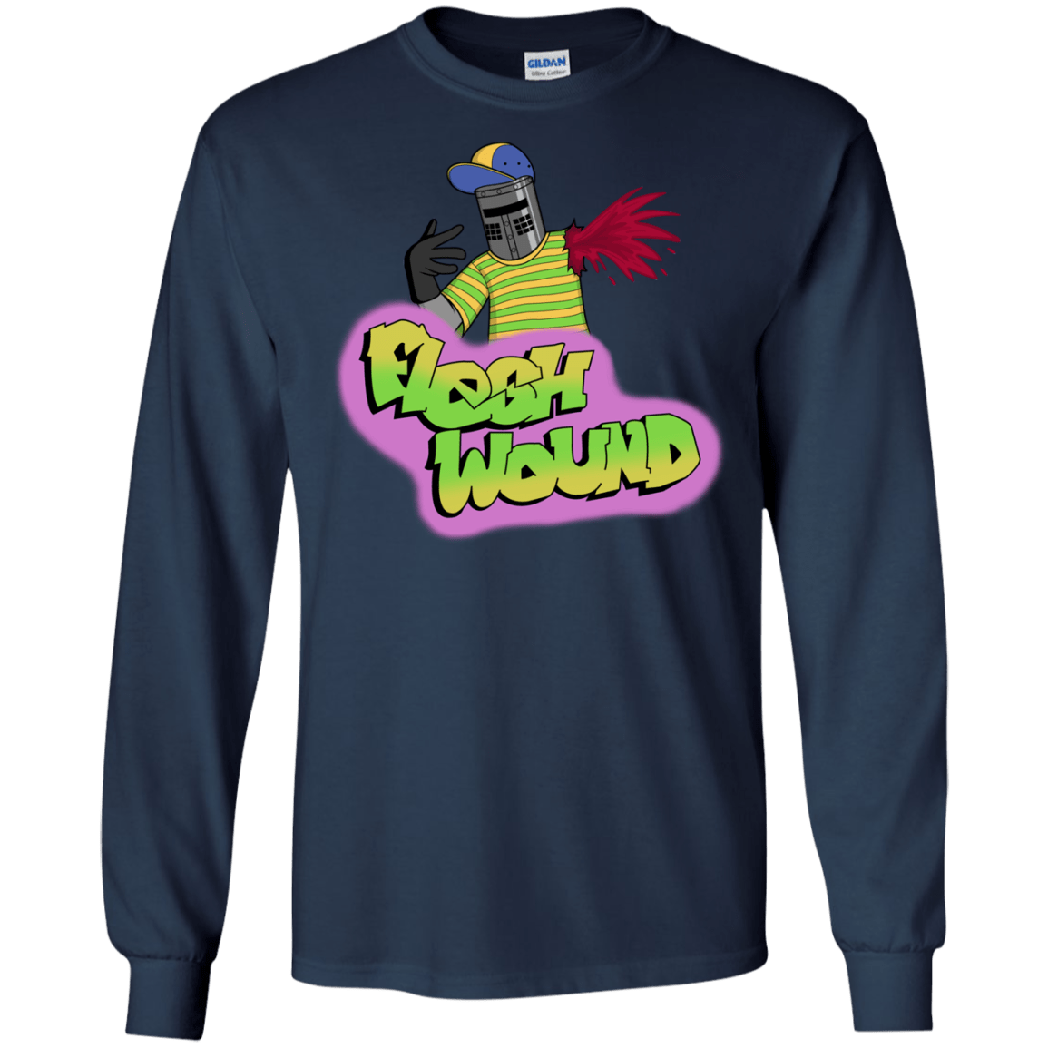 T-Shirts Navy / S Flesh Wound Long Sleeve T-Shirt