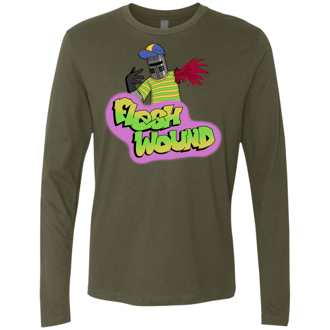 T-Shirts Military Green / S Flesh Wound Men's Premium Long Sleeve