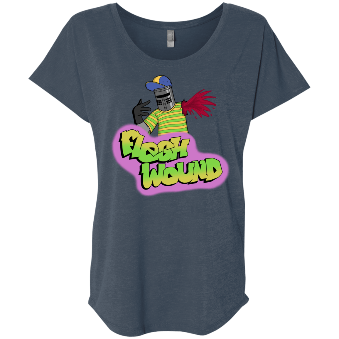 T-Shirts Indigo / X-Small Flesh Wound Triblend Dolman Sleeve