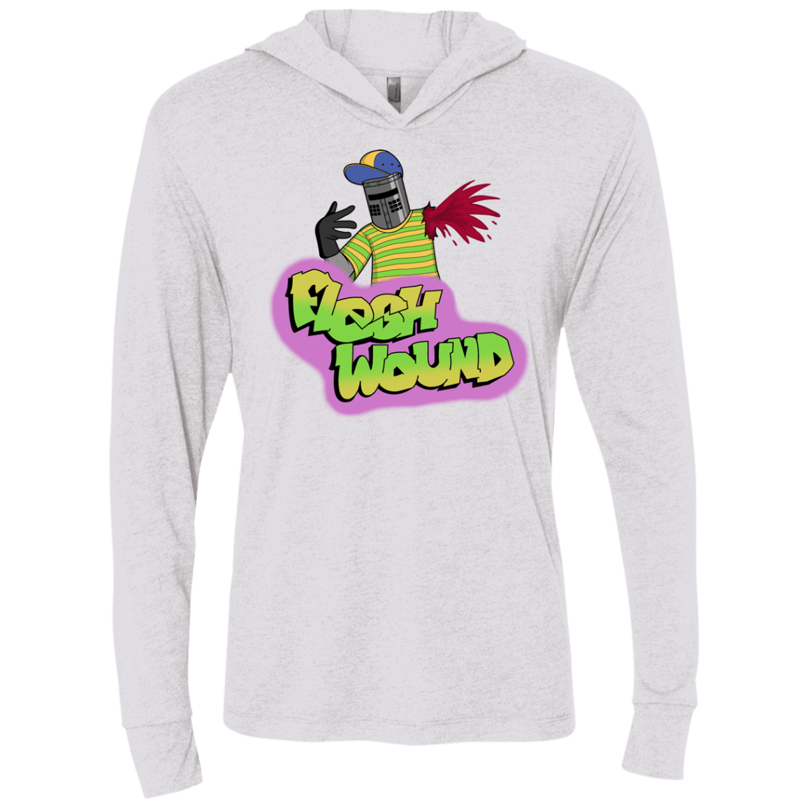 T-Shirts Heather White / X-Small Flesh Wound Triblend Long Sleeve Hoodie Tee