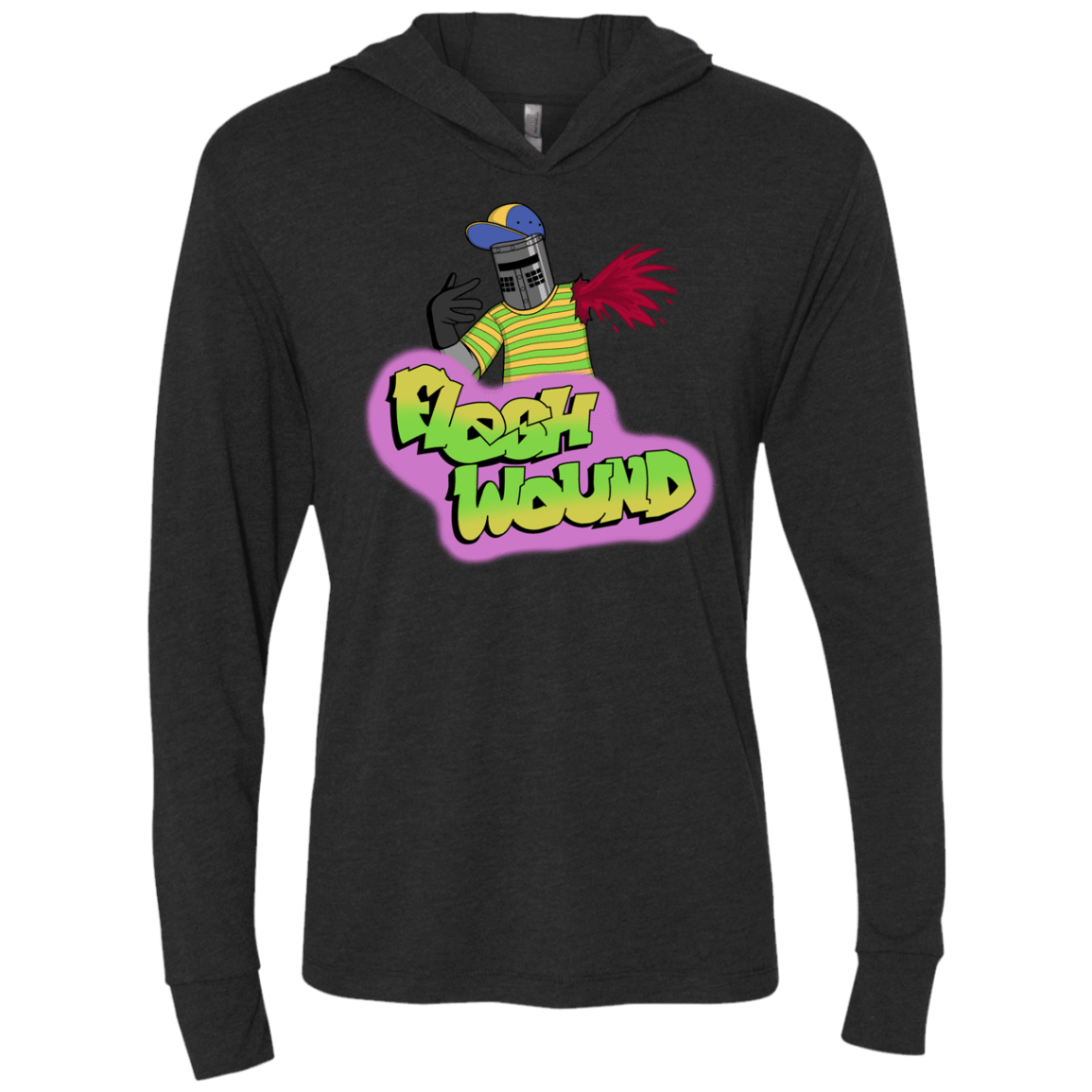 T-Shirts Vintage Black / X-Small Flesh Wound Triblend Long Sleeve Hoodie Tee