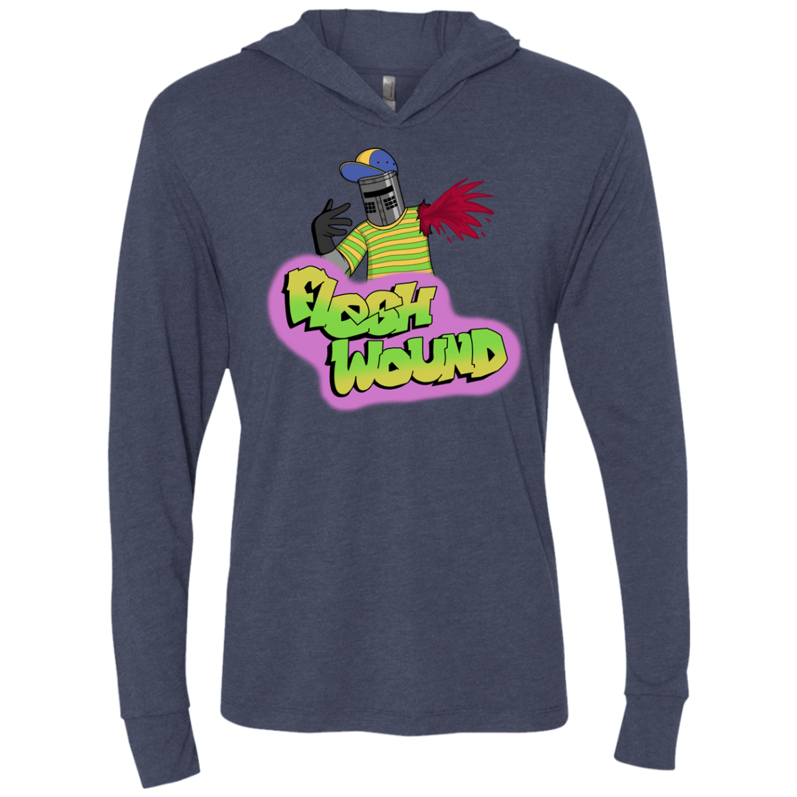 T-Shirts Vintage Navy / X-Small Flesh Wound Triblend Long Sleeve Hoodie Tee