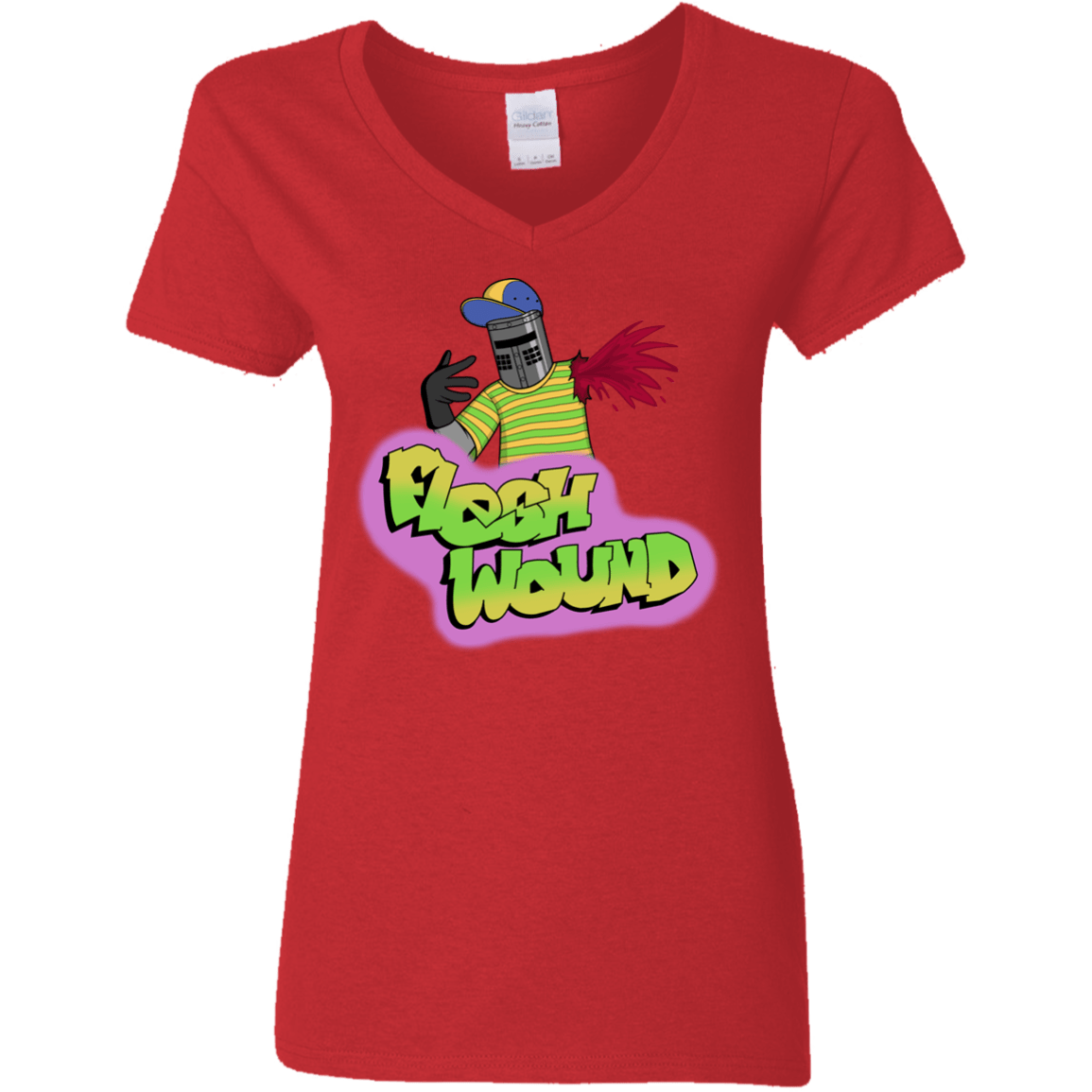 T-Shirts Red / S Flesh Wound Women's V-Neck T-Shirt