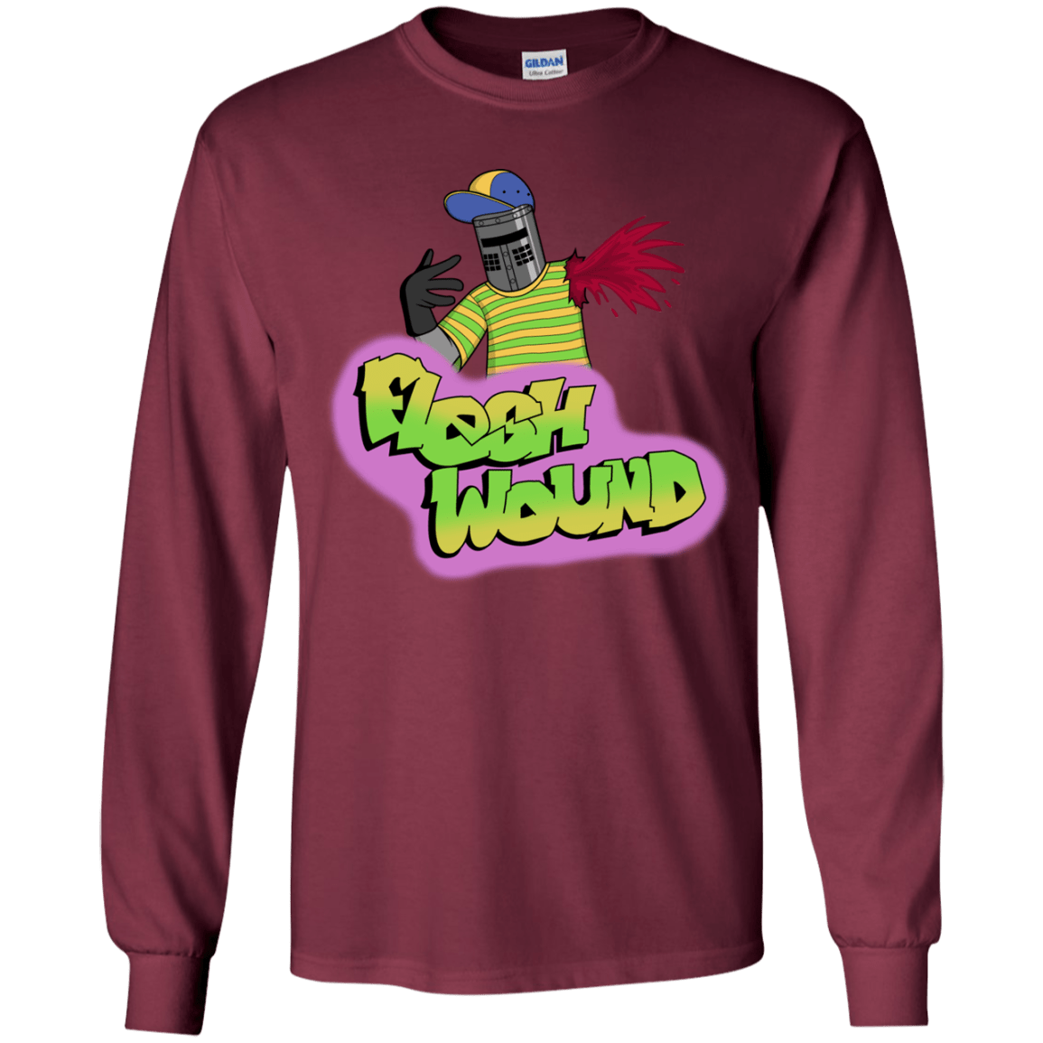 T-Shirts Maroon / YS Flesh Wound Youth Long Sleeve T-Shirt